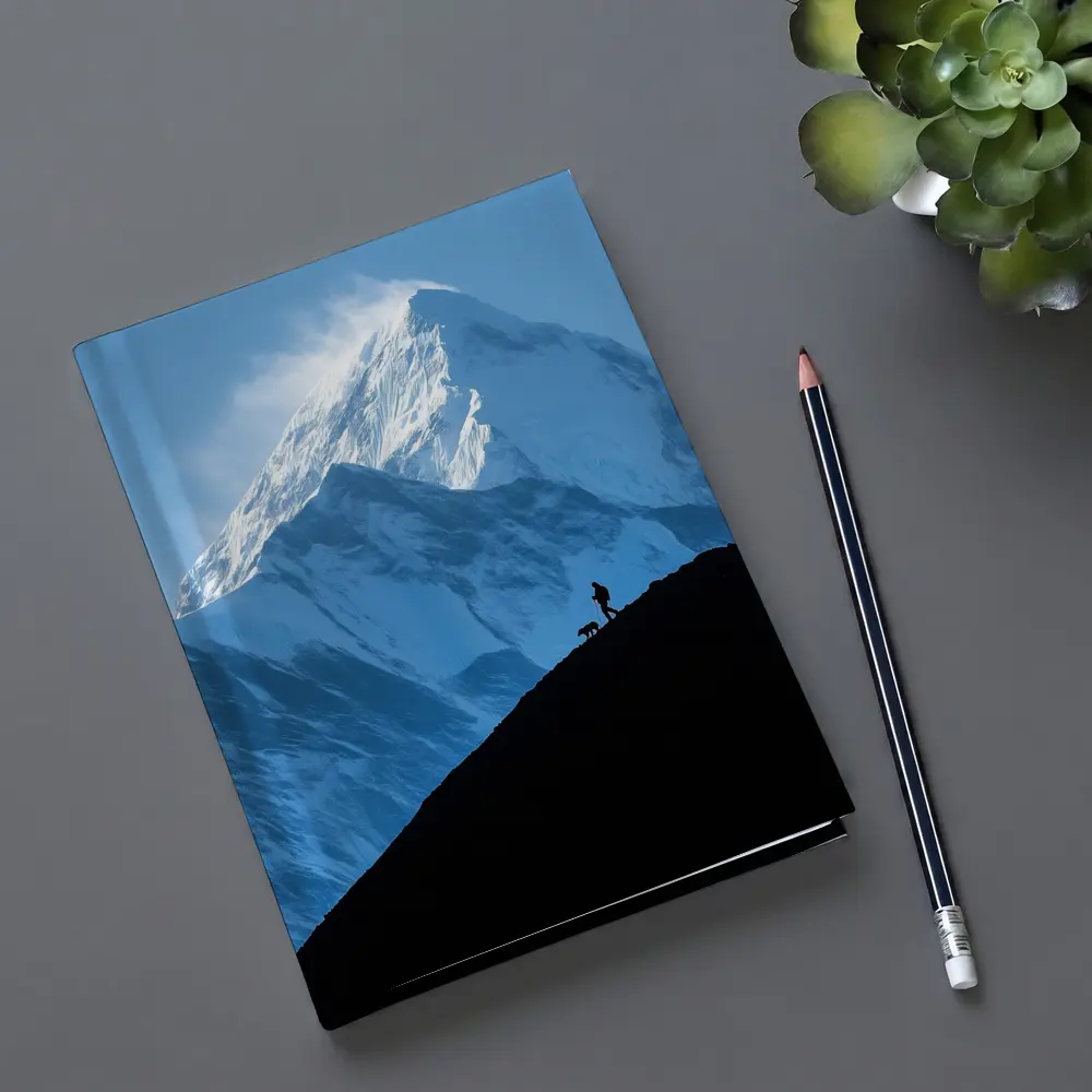 Hiker Silhouette Snow Mountain Blue Sky – Notebooks