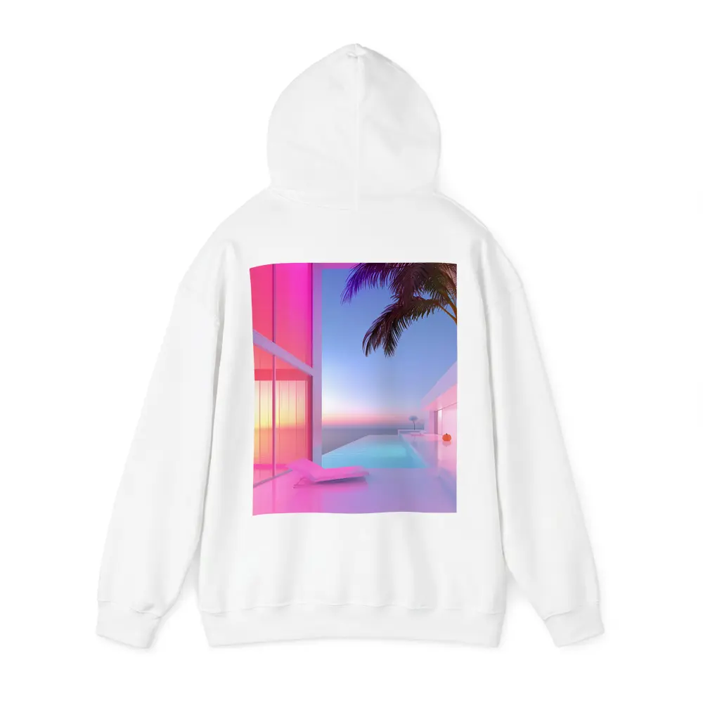 Pink Neon Infinity Pool Sunset Architecture – Hoodies