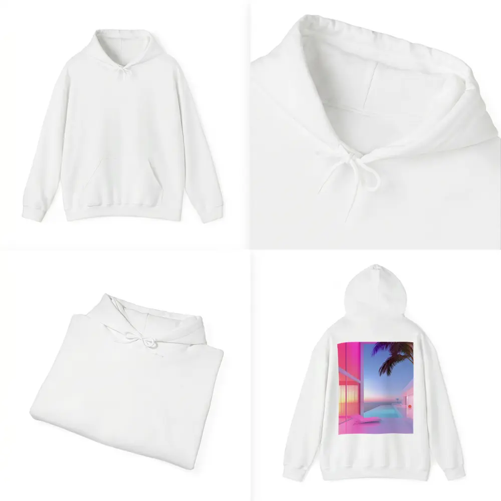 Pink Neon Infinity Pool Sunset Architecture – Hoodies
