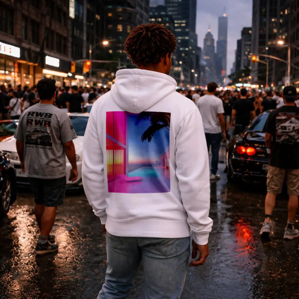 Pink Neon Infinity Pool Sunset Architecture – Hoodies