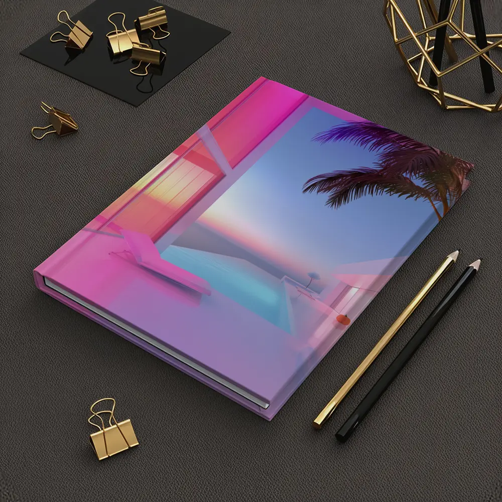 Pink Neon Infinity Pool Sunset Architecture – Notebooks