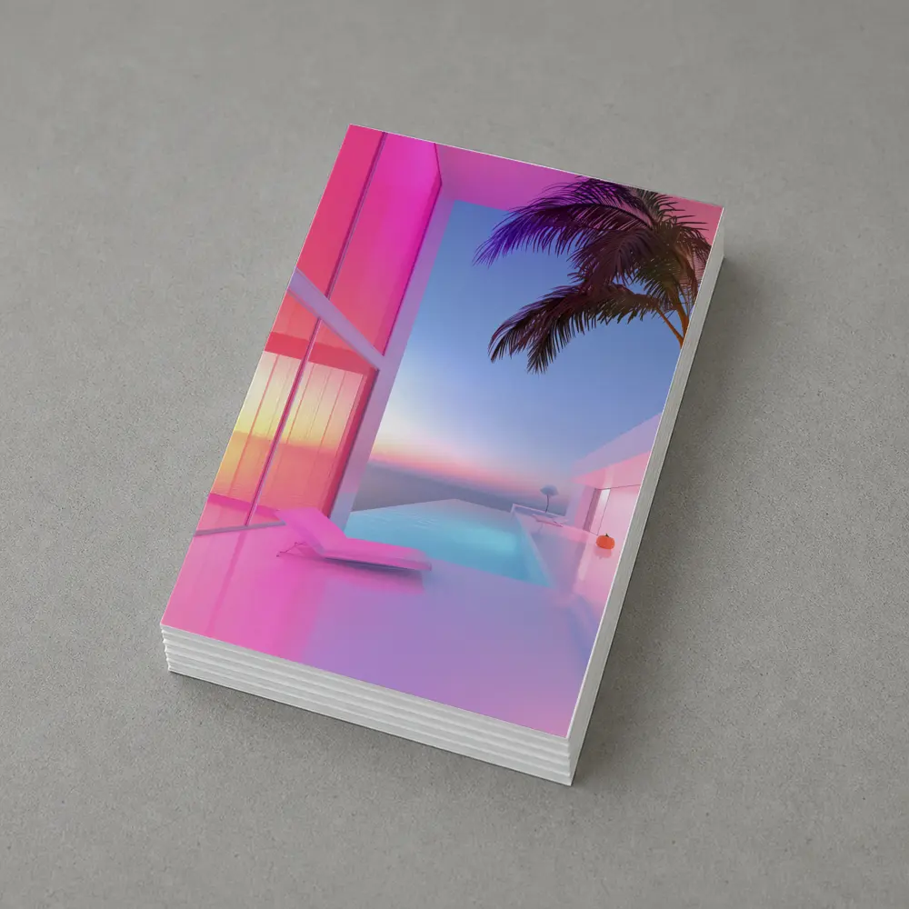 Pink Neon Infinity Pool Sunset Architecture – Postcards