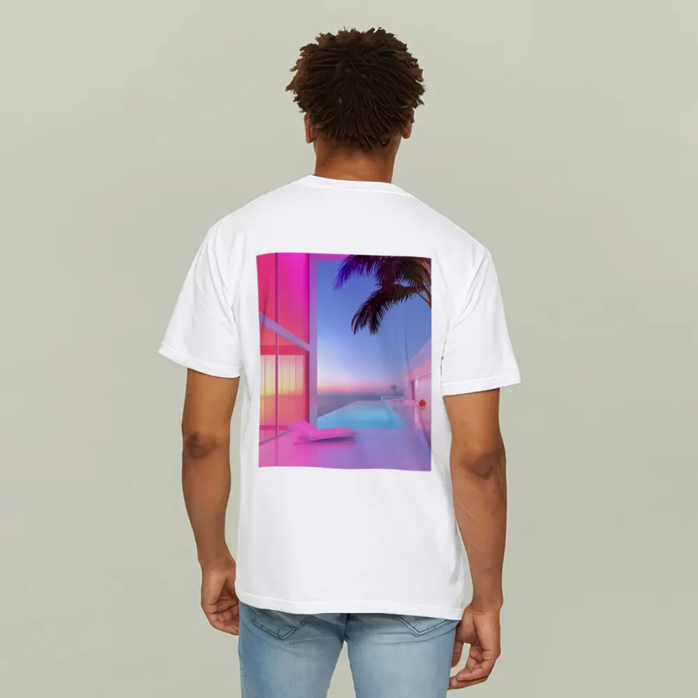 Pink Neon Infinity Pool Sunset Architecture – T-Shirts