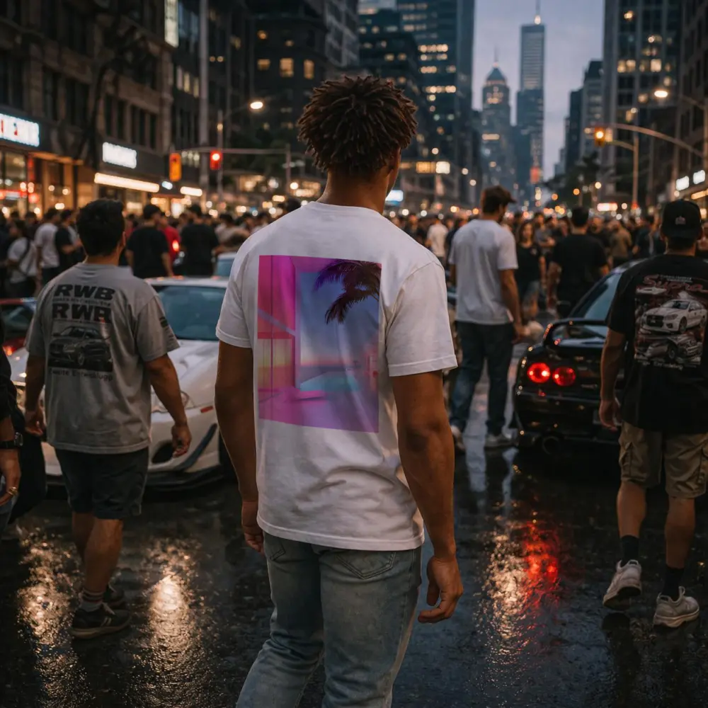Pink Neon Infinity Pool Sunset Architecture – T-Shirts
