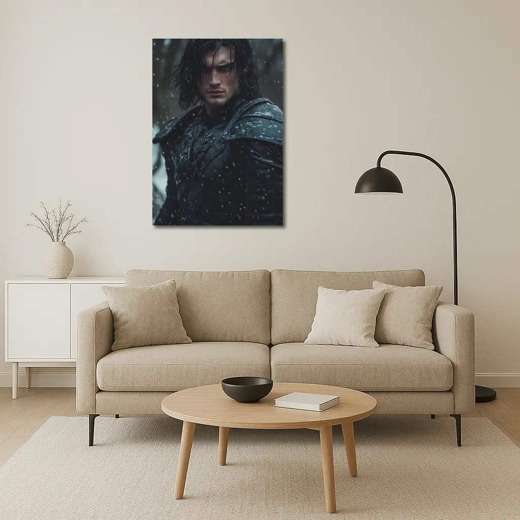Dark Warrior Man Snow Fantasy Portrait – Wall Art