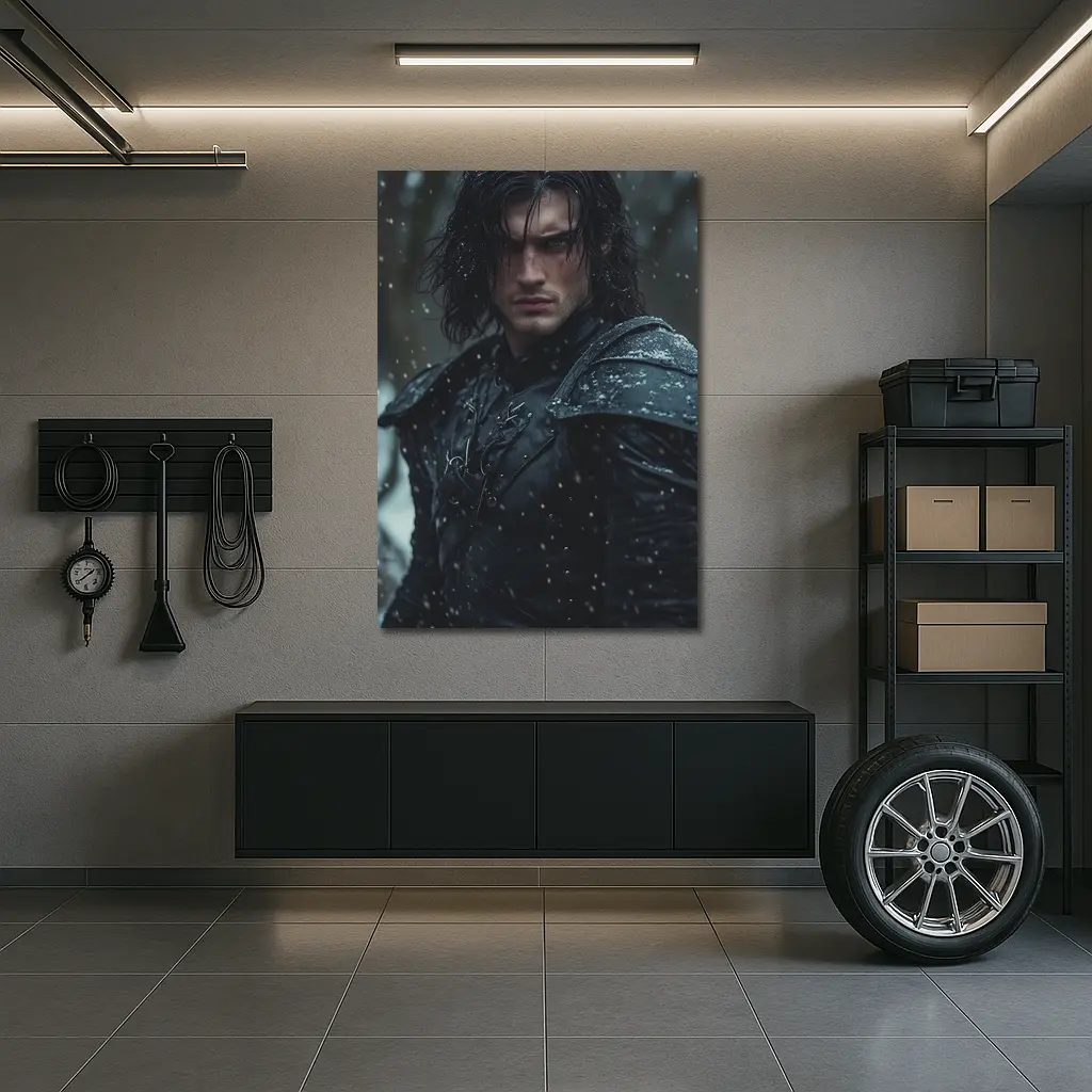 Dark Warrior Man Snow Fantasy Portrait – Wall Art