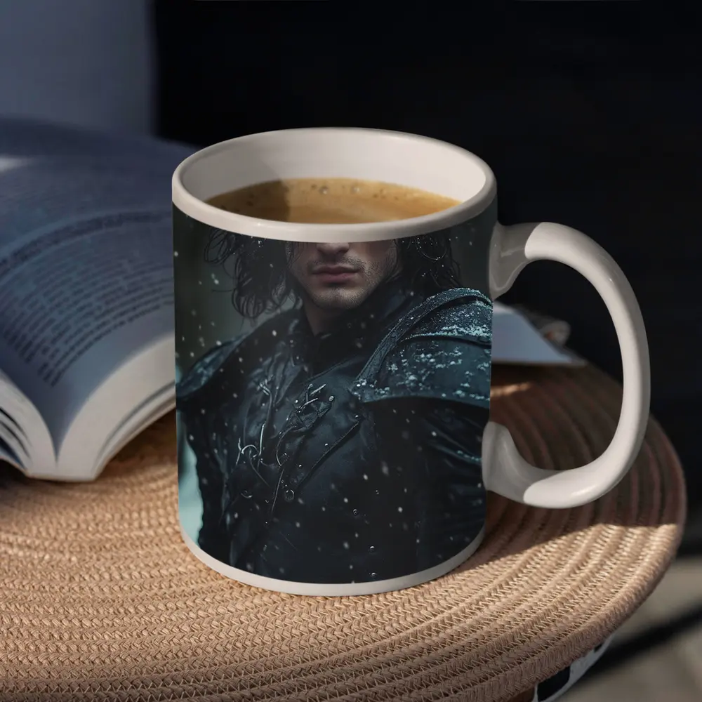 Dark Warrior Man Snow Fantasy Portrait – Mugs