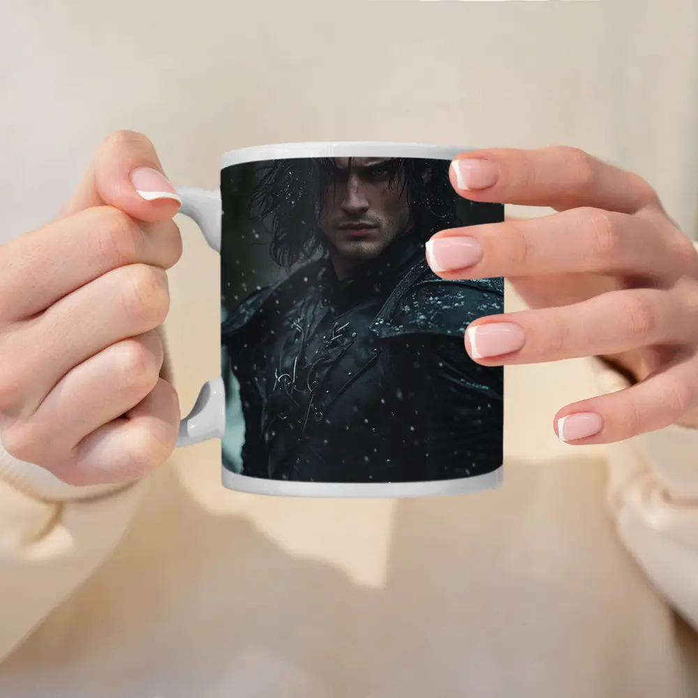 Dark Warrior Man Snow Fantasy Portrait – Mugs