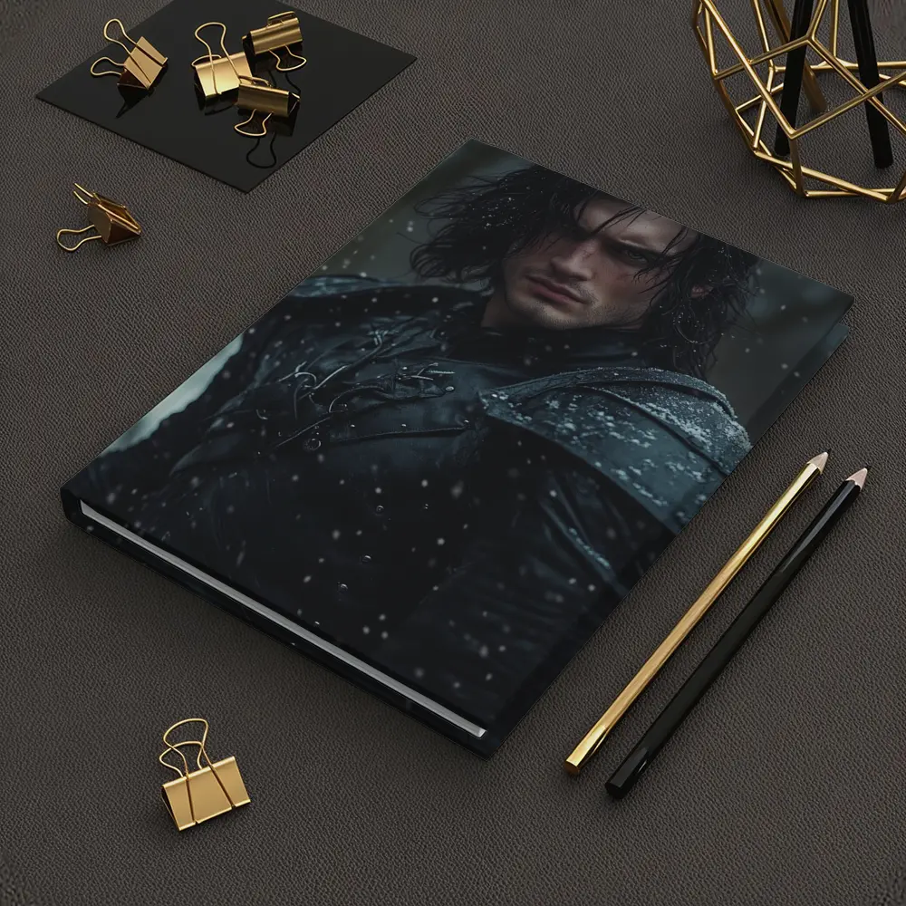 Dark Warrior Man Snow Fantasy Portrait – Notebooks