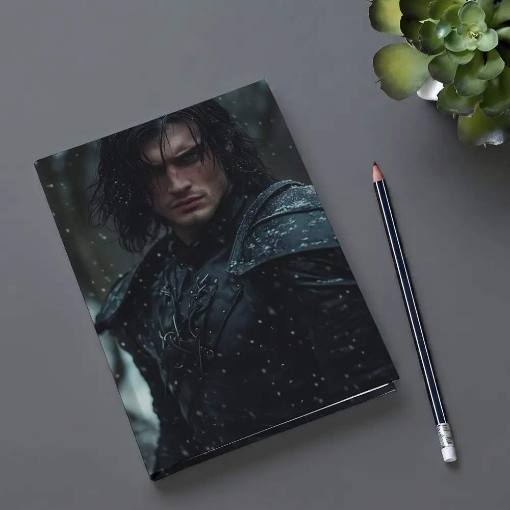 Dark Warrior Man Snow Fantasy Portrait – Notebooks