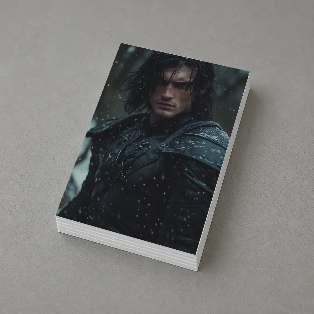 Dark Warrior Man Snow Fantasy Portrait – Postcards