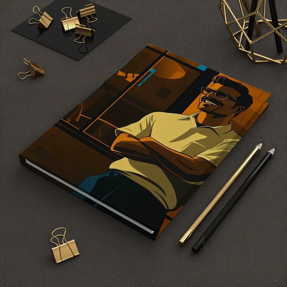 Confident Smiling Man Urban Night Scene – Notebooks