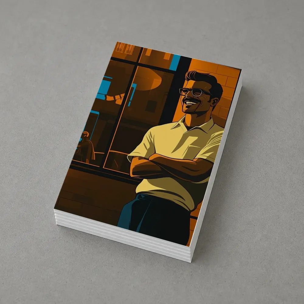 Confident Smiling Man Urban Night Scene – Postcards