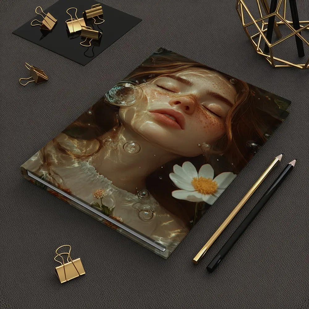 Dreaming Girl Floating Water Daisies Bubbles – Notebooks