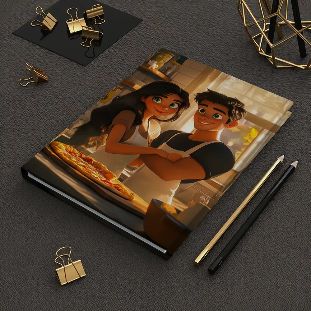 Animated Couple Making Pizza in Kitchen – Notebooks
