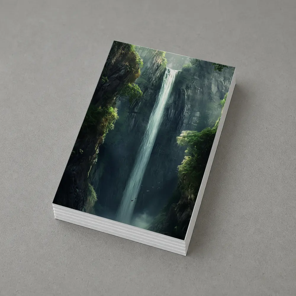 Tall Waterfall Cliff Fantasy Forest Art – Postcards