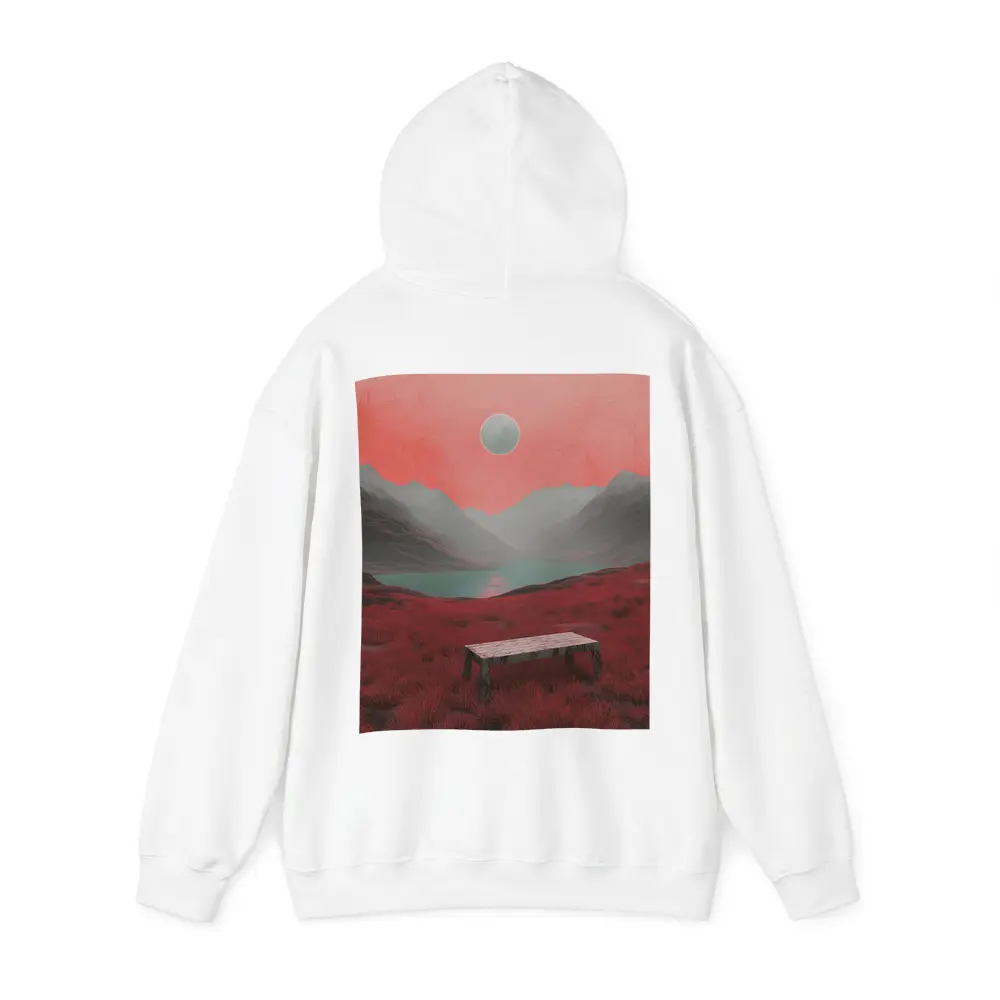 Surreal Red Landscape Moon Mountain Lake – Hoodies