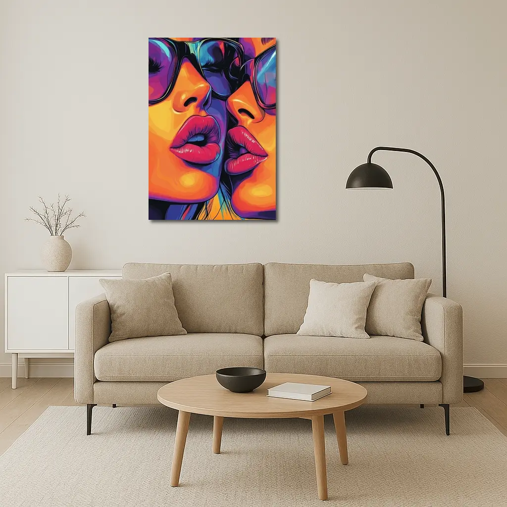 Two Women Pop Art Bold Colorful Faces – Wall Art
