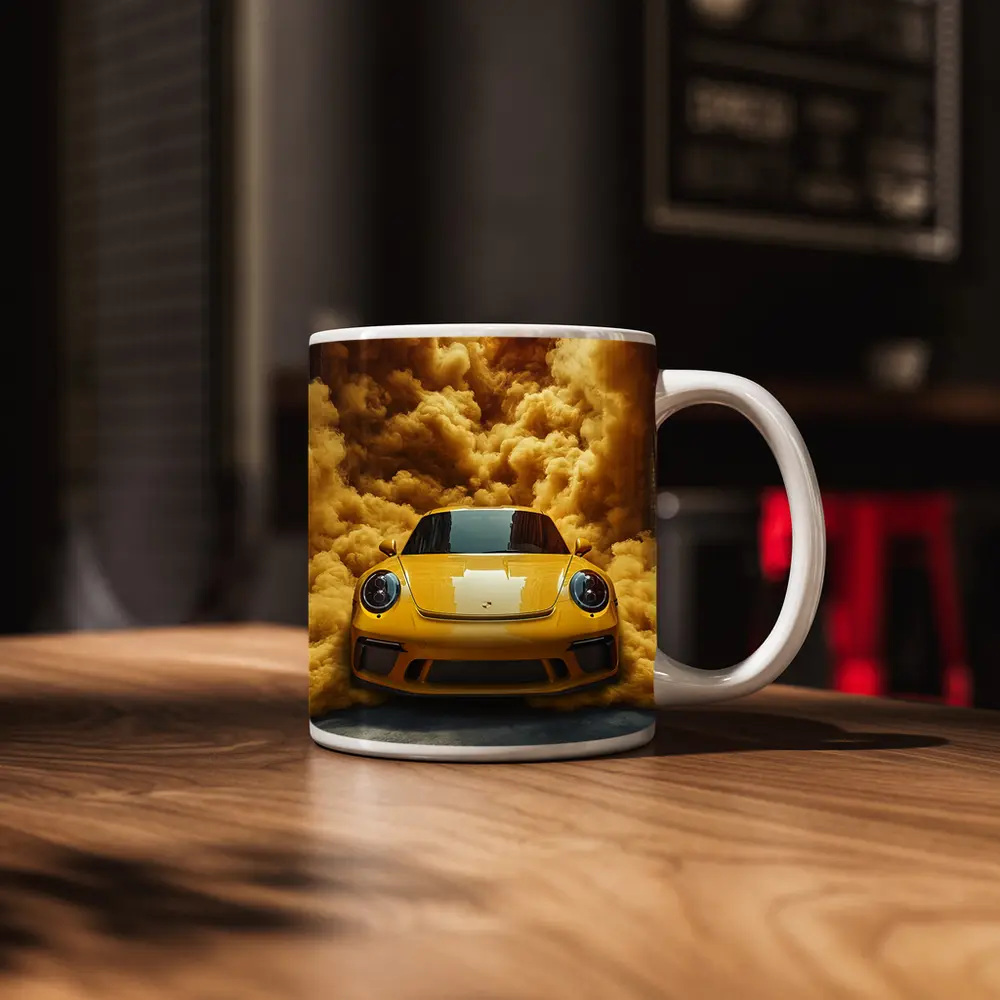 Yellow Porsche 911 Golden Smoke Cloud – Mugs