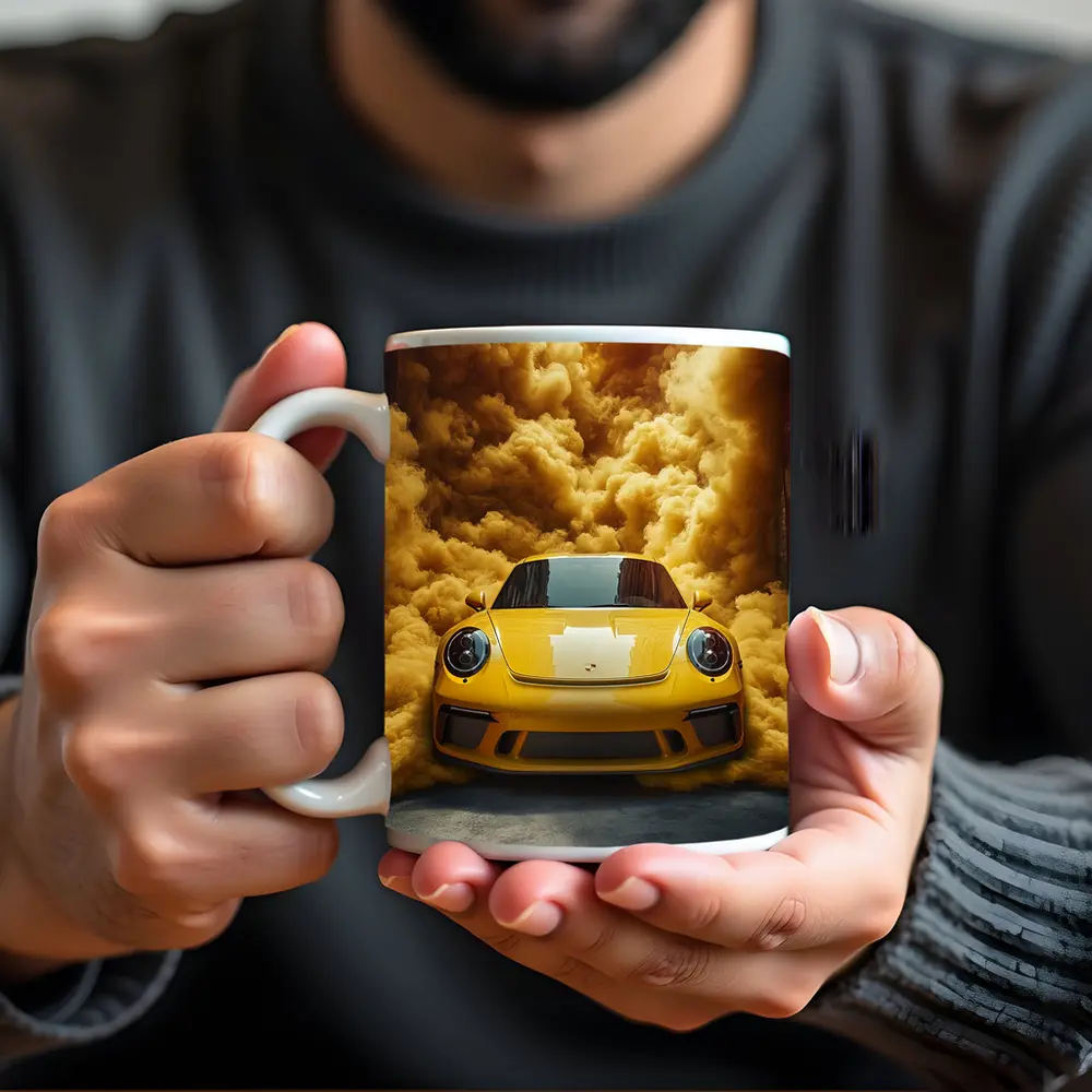 Yellow Porsche 911 Golden Smoke Cloud – Mugs