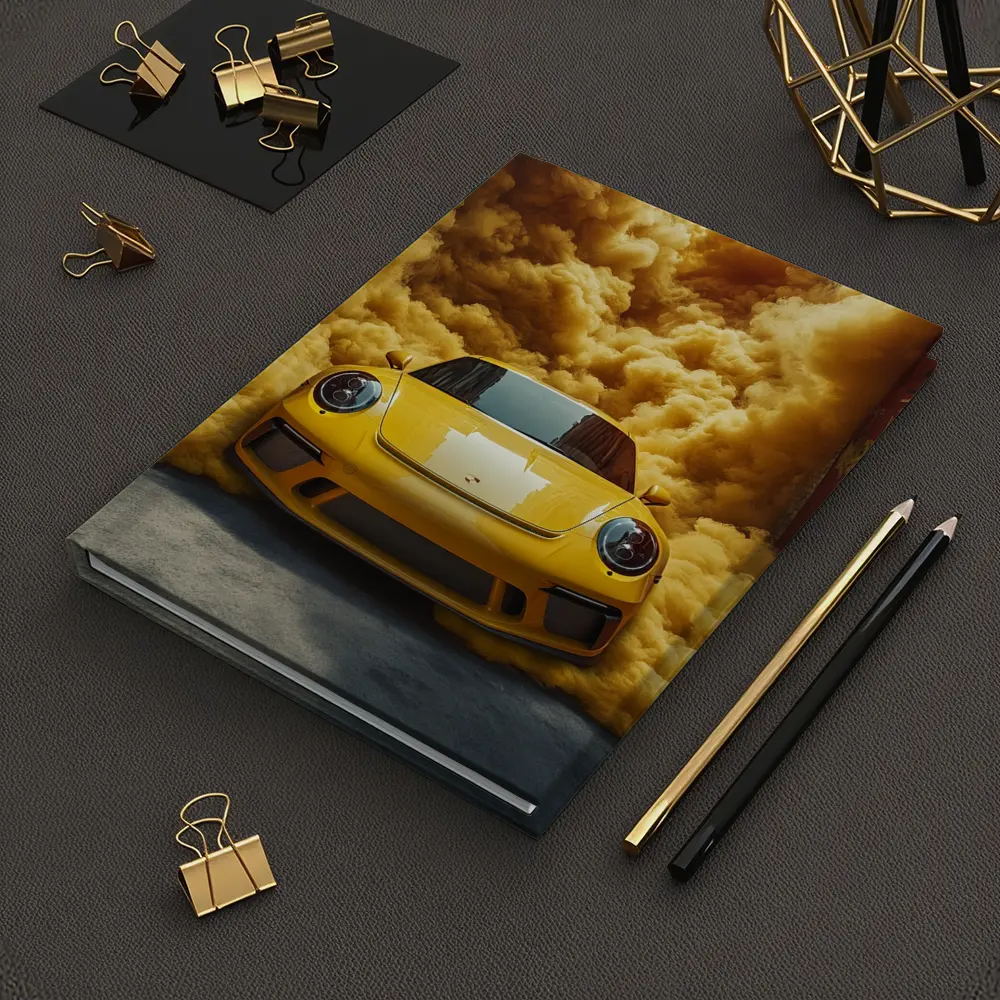 Yellow Porsche 911 Golden Smoke Cloud – Notebooks