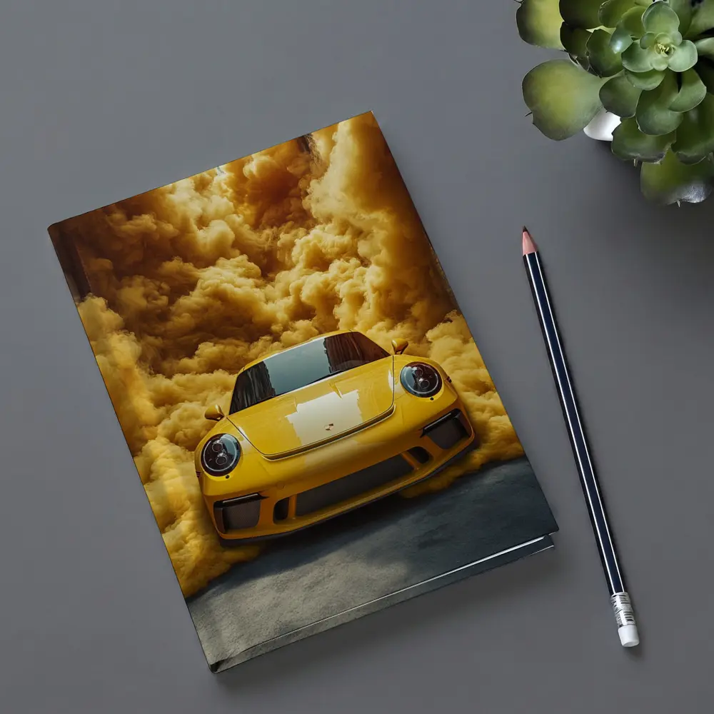 Yellow Porsche 911 Golden Smoke Cloud – Notebooks