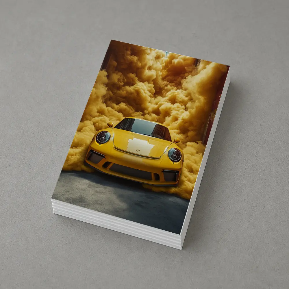 Yellow Porsche 911 Golden Smoke Cloud – Postcards