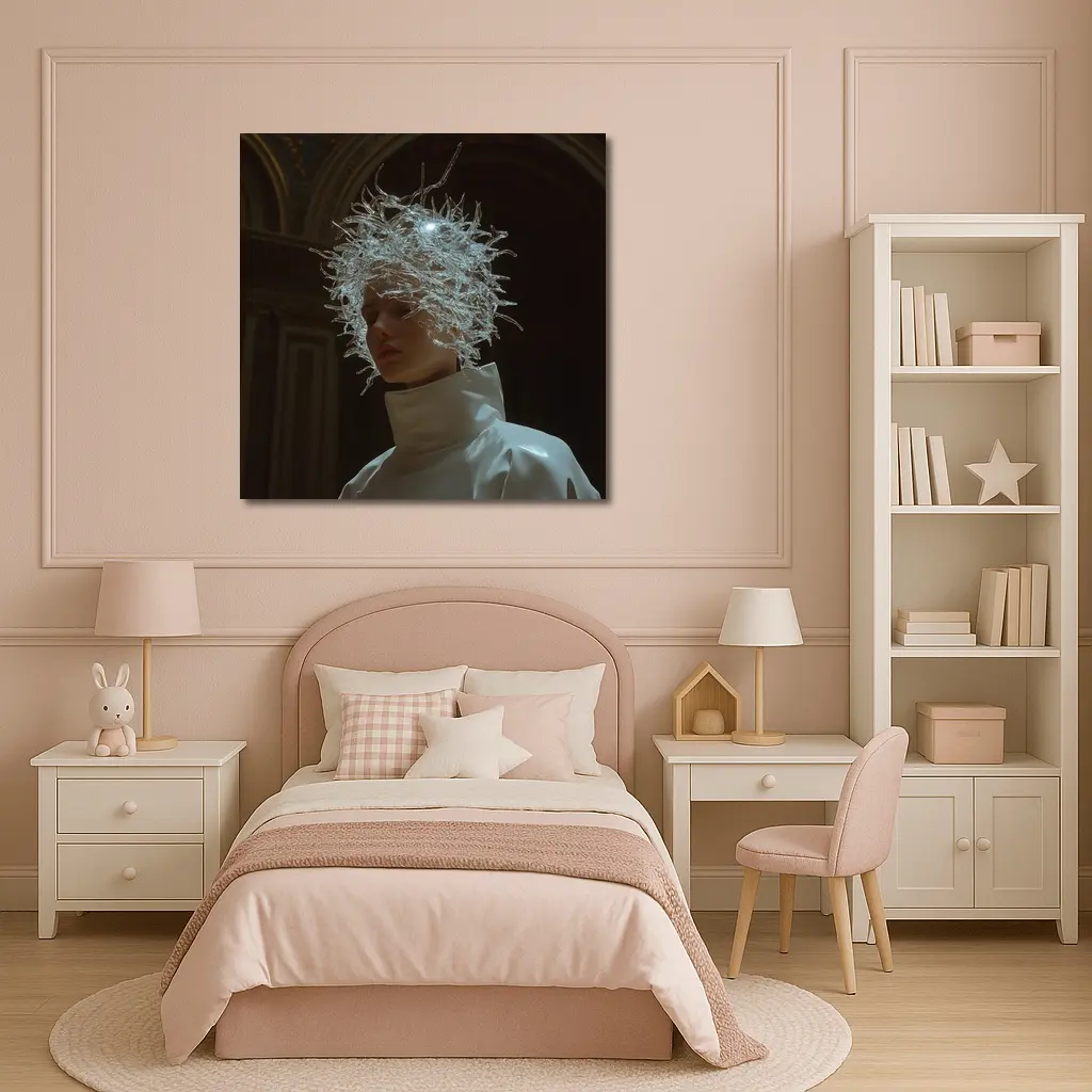 Figure Crystal Crown White Turtleneck Dark Cathedral – Wall Art