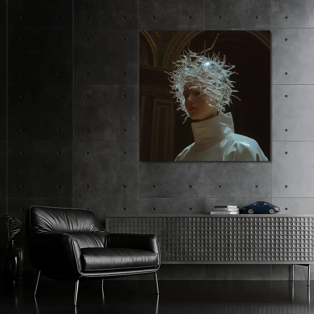 Figure Crystal Crown White Turtleneck Dark Cathedral – Wall Art