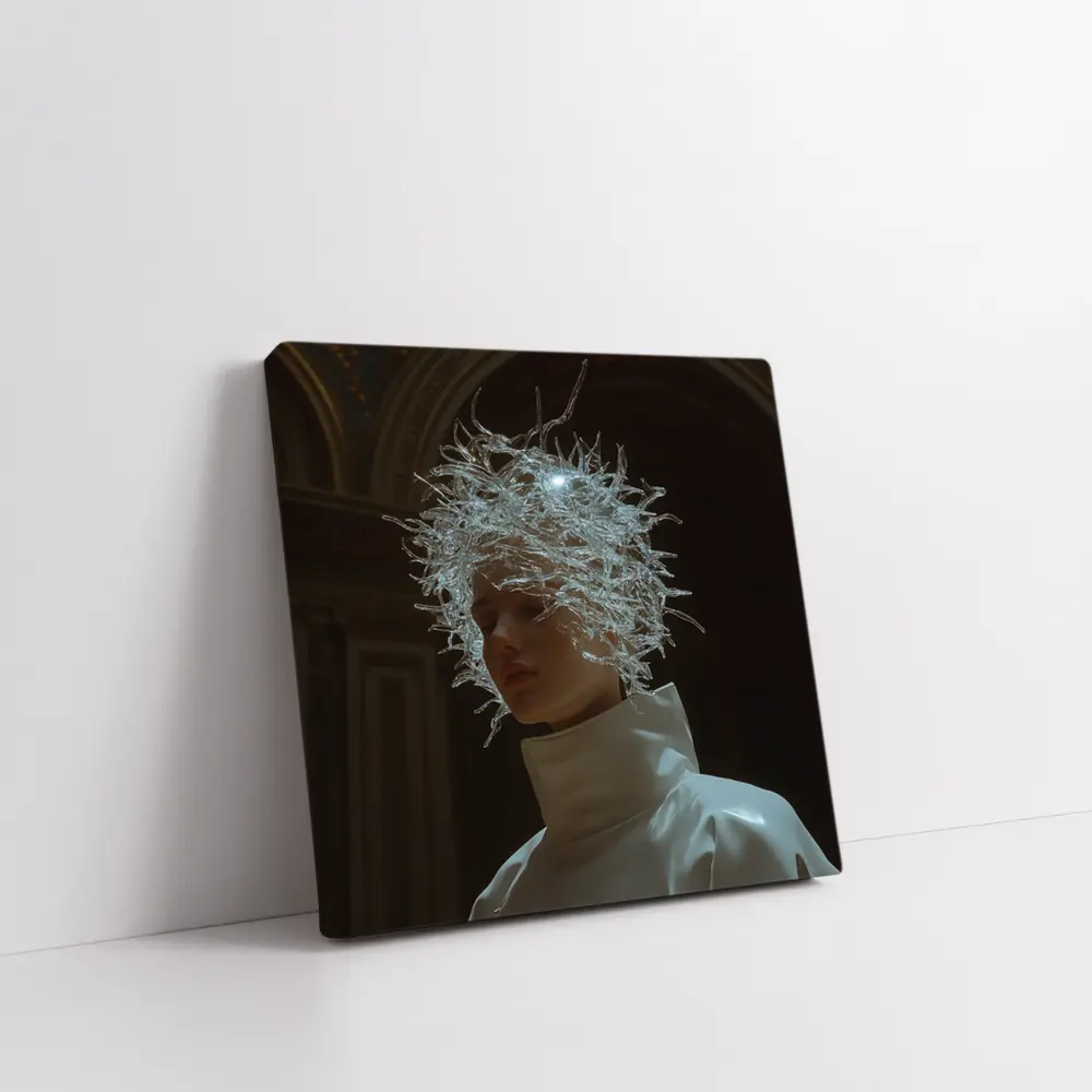 Figure Crystal Crown White Turtleneck Dark Cathedral – Wall Art