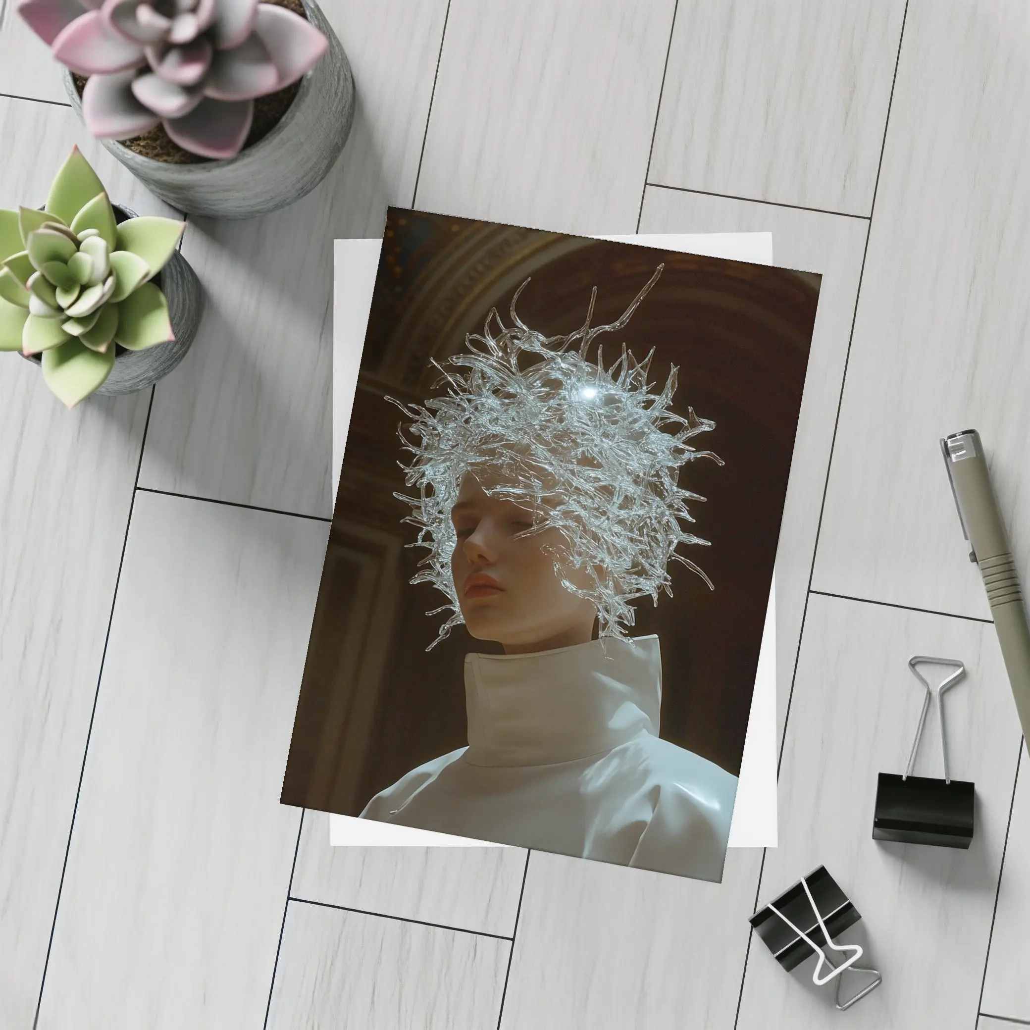 Figure Crystal Crown White Turtleneck Dark Cathedral – Postcards