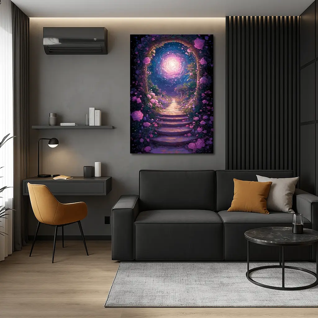 Fantasy Rose Garden Arch Glowing Galaxy – Wall Art