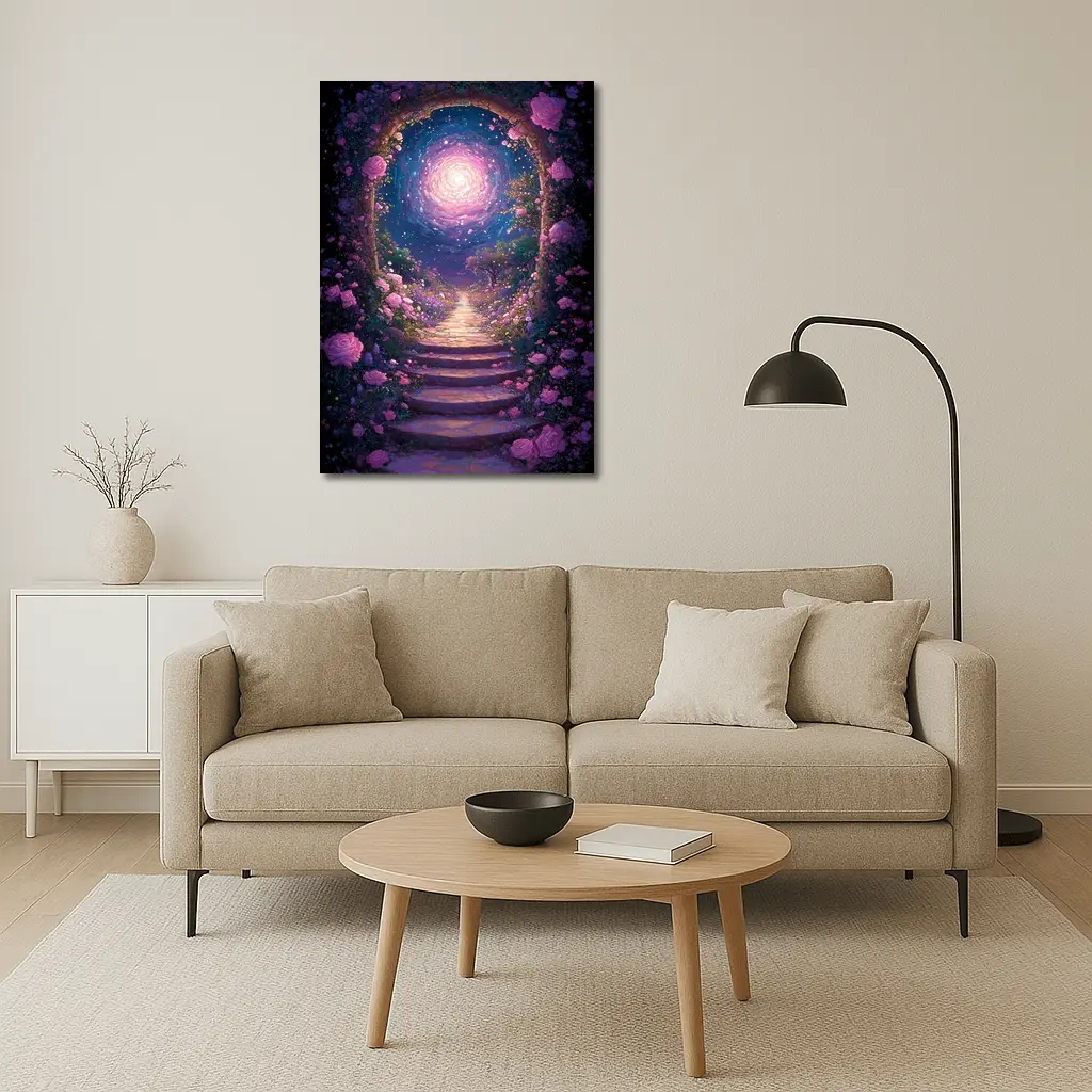 Fantasy Rose Garden Arch Glowing Galaxy – Wall Art