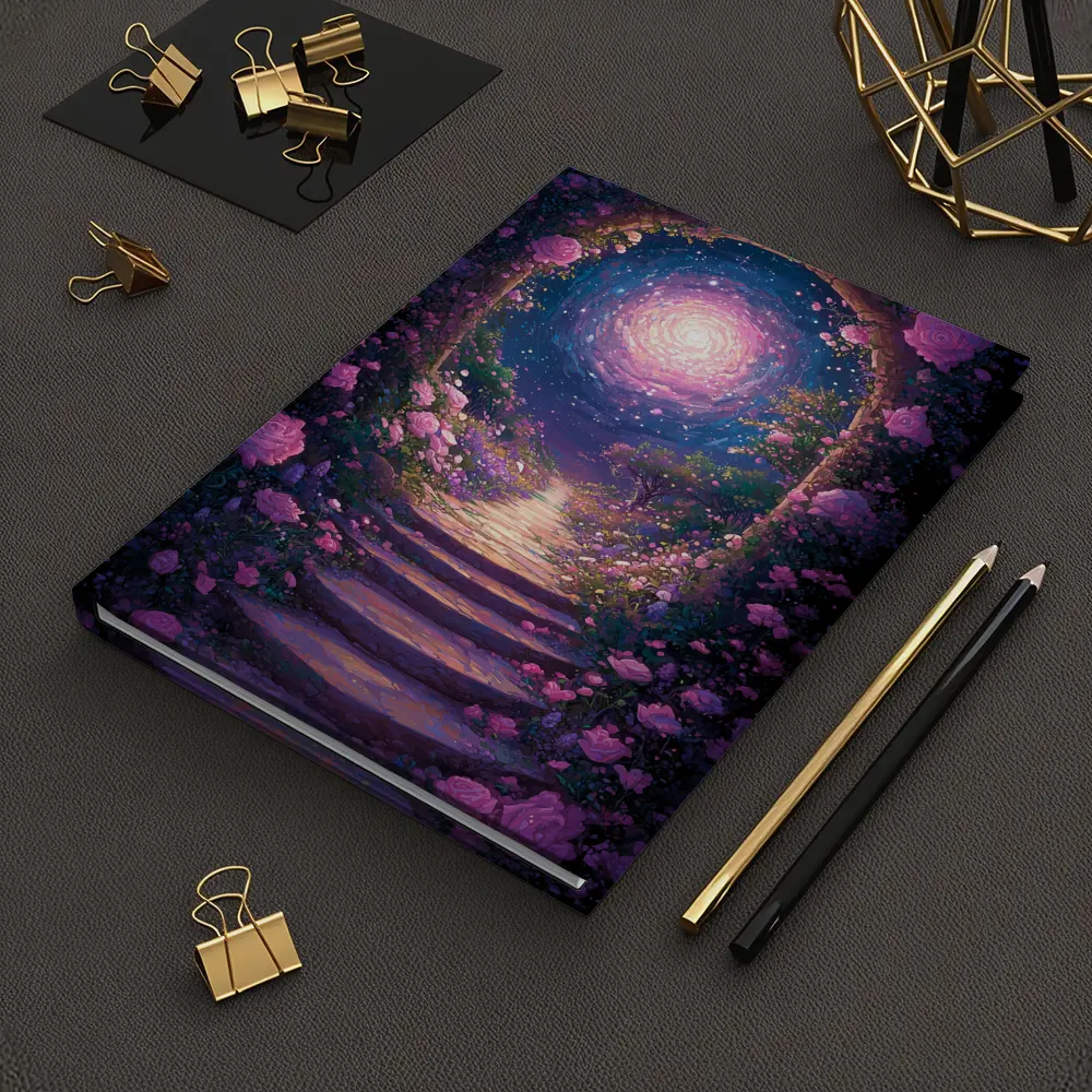 Fantasy Rose Garden Arch Glowing Galaxy – Notebooks