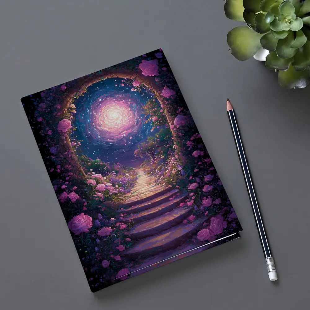 Fantasy Rose Garden Arch Glowing Galaxy – Notebooks