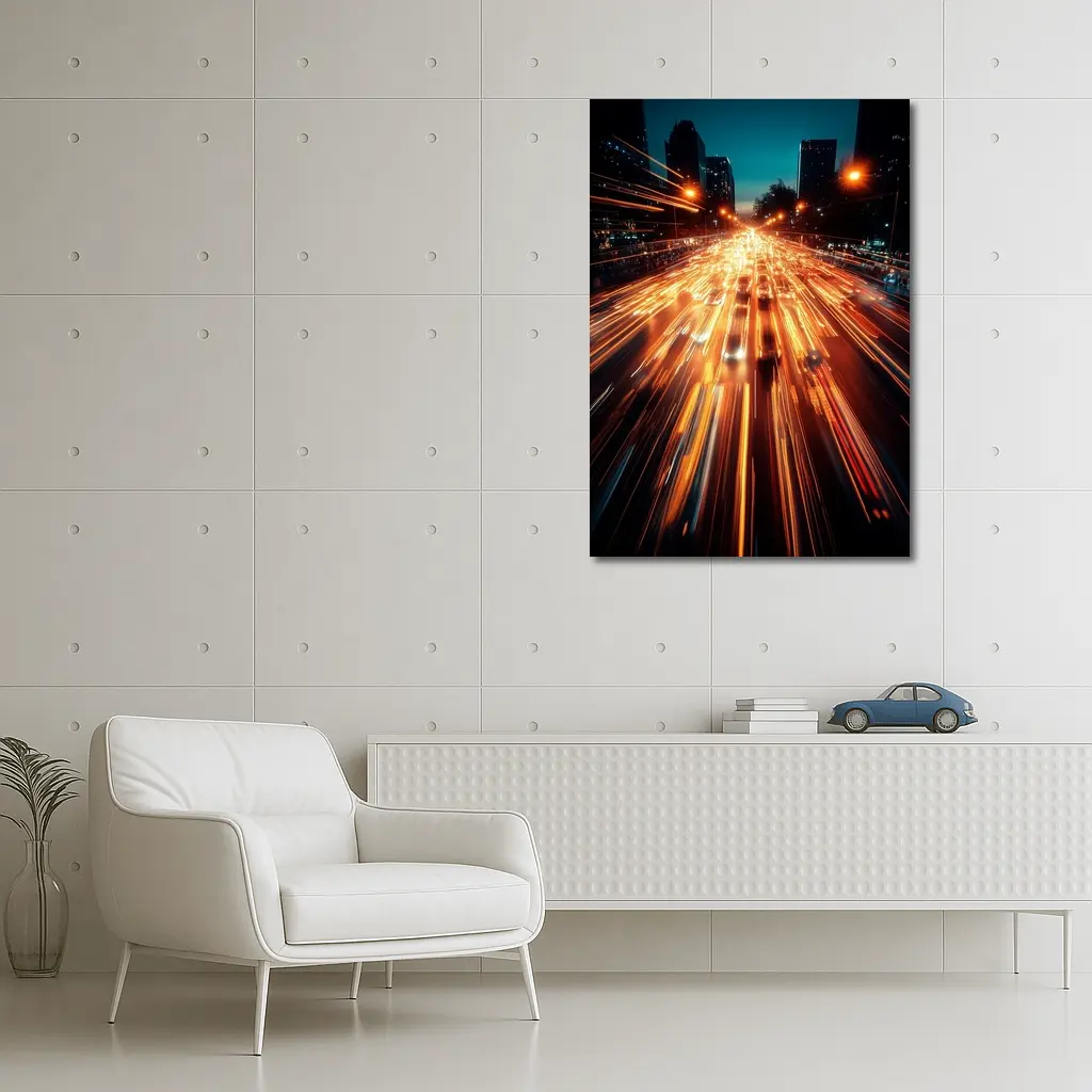 City Highway Light Trails Night Long Exposure – Wall Art