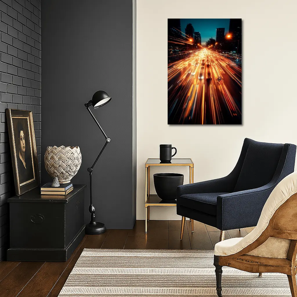 City Highway Light Trails Night Long Exposure – Wall Art