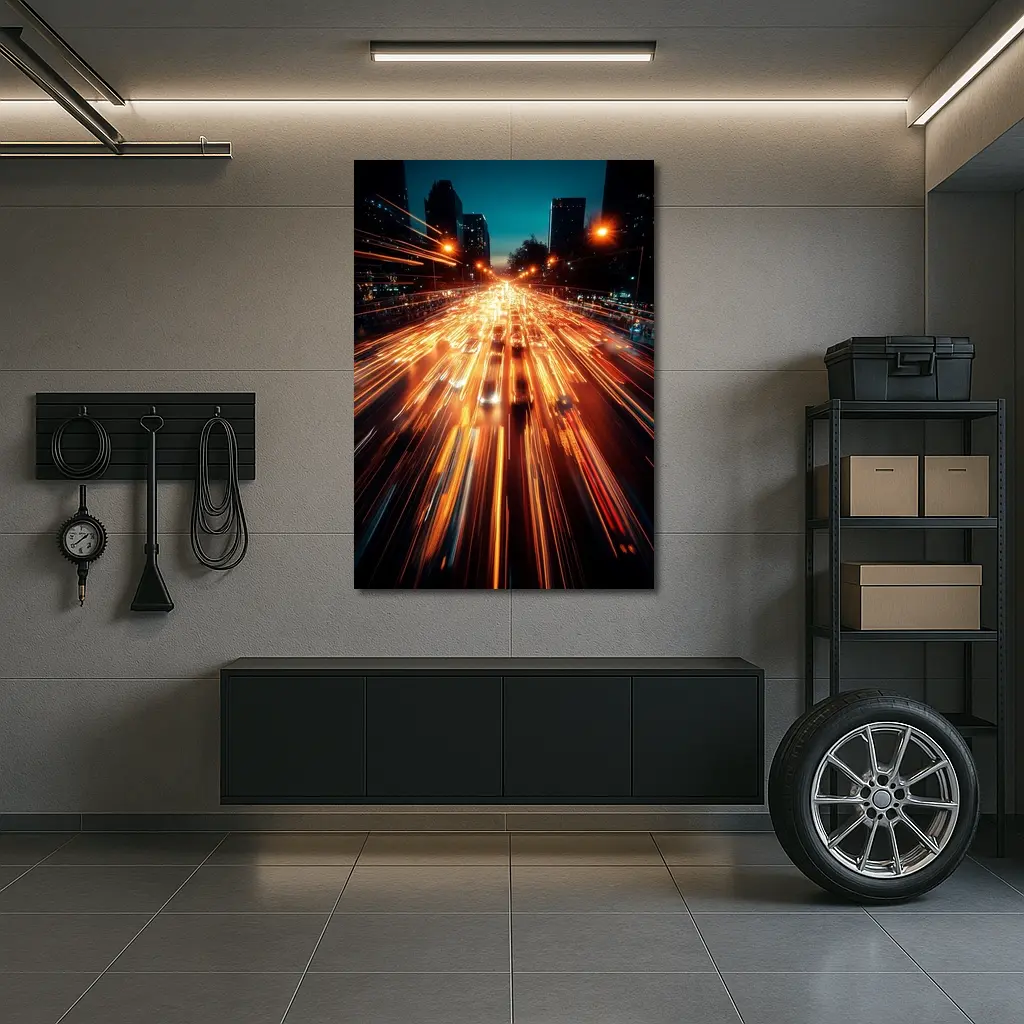 City Highway Light Trails Night Long Exposure – Wall Art