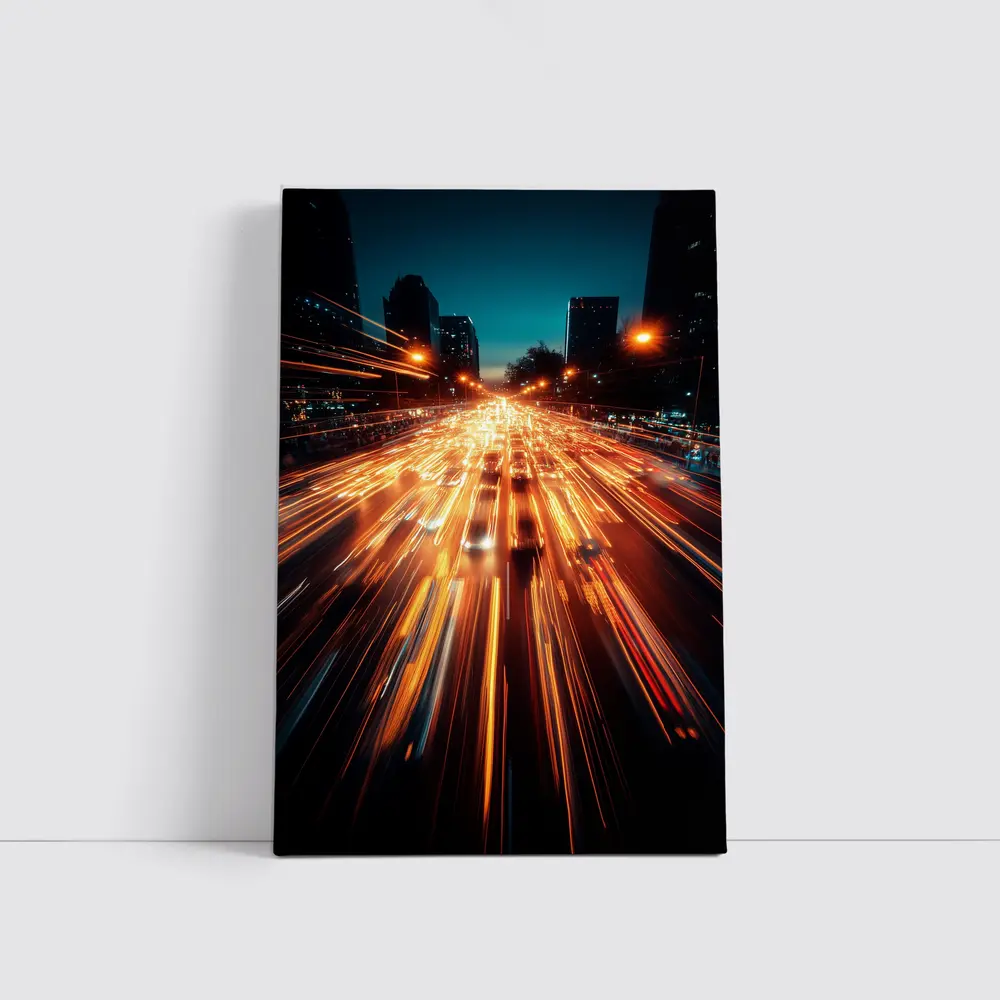 City Highway Light Trails Night Long Exposure – Wall Art