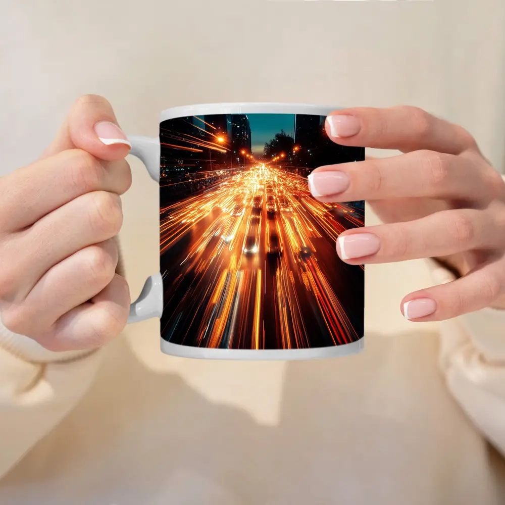 City Highway Light Trails Night Long Exposure – Mugs