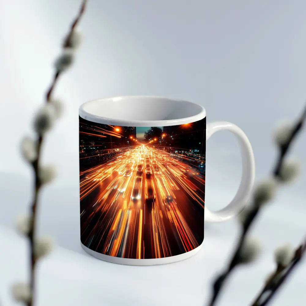 City Highway Light Trails Night Long Exposure – Mugs