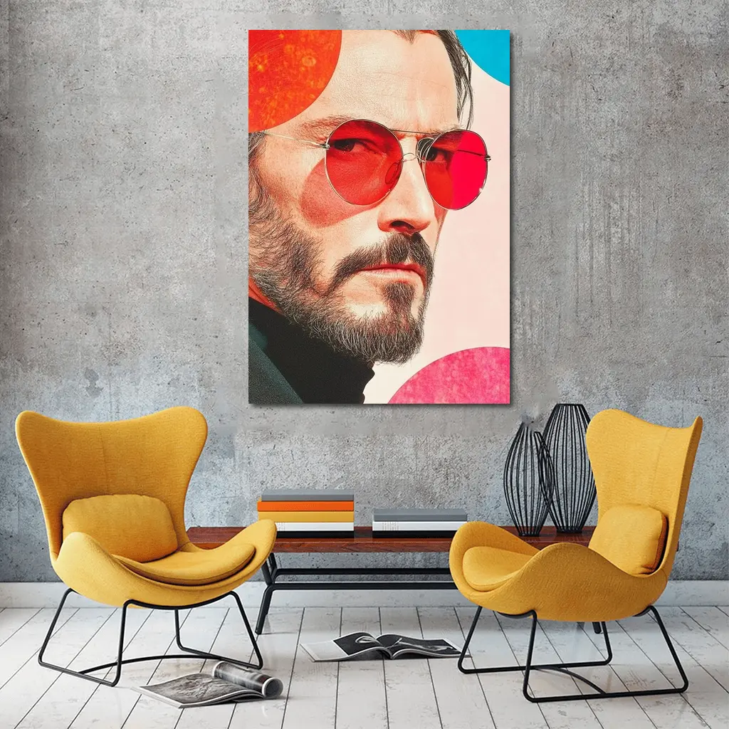 Bearded Man Red Sunglasses Pop Art Portrait – Wall Art