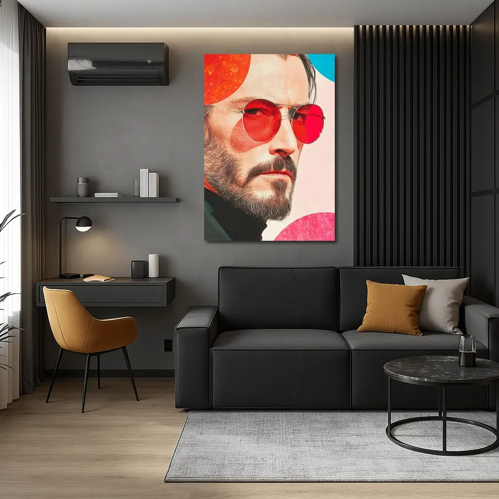 Bearded Man Red Sunglasses Pop Art Portrait – Wall Art
