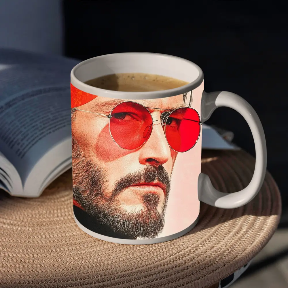 Bearded Man Red Sunglasses Pop Art Portrait – Mugs