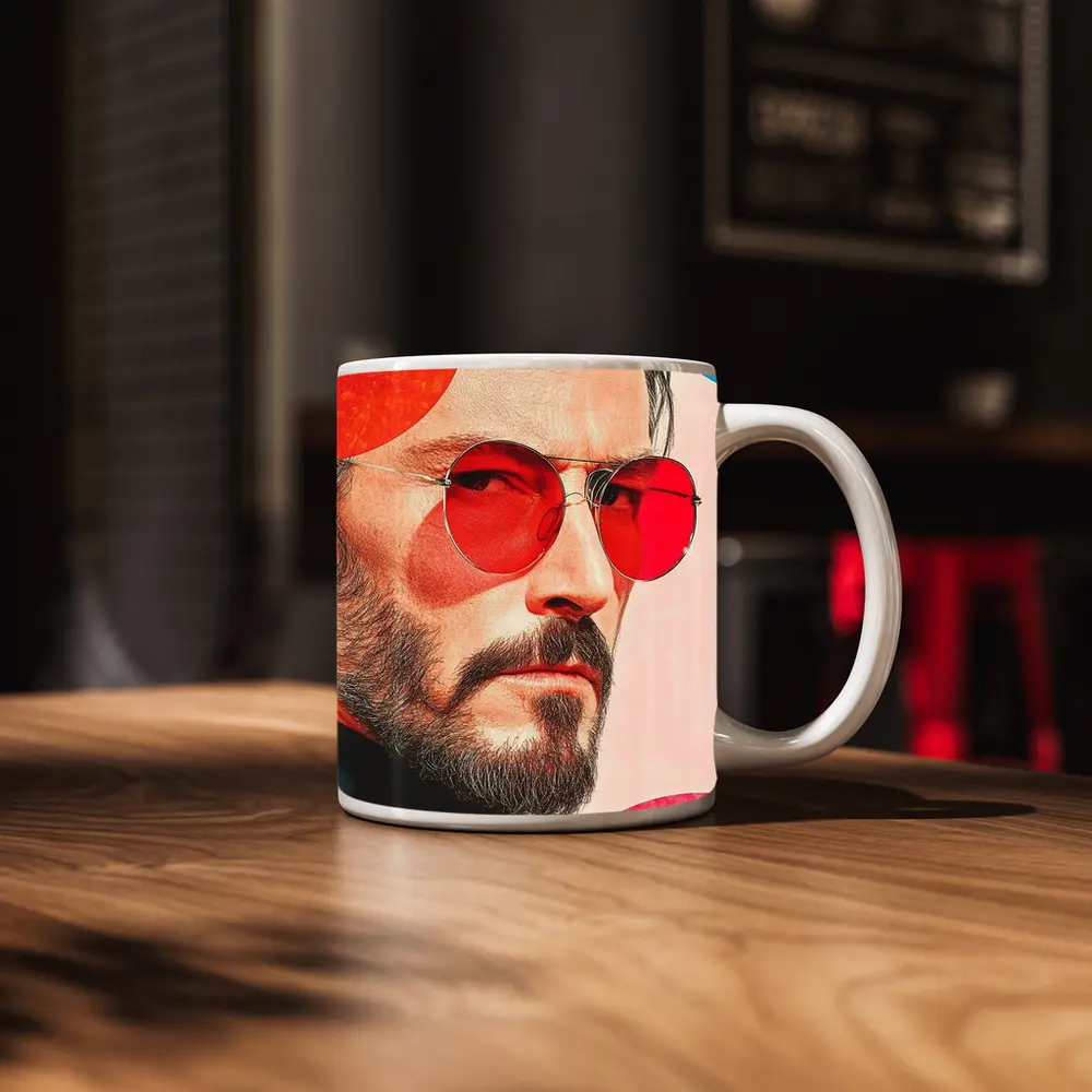 Bearded Man Red Sunglasses Pop Art Portrait – Mugs