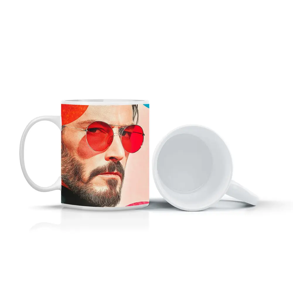 Bearded Man Red Sunglasses Pop Art Portrait – Mugs
