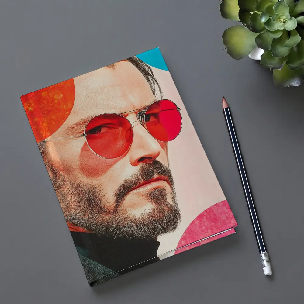 Bearded Man Red Sunglasses Pop Art Portrait – Notebooks