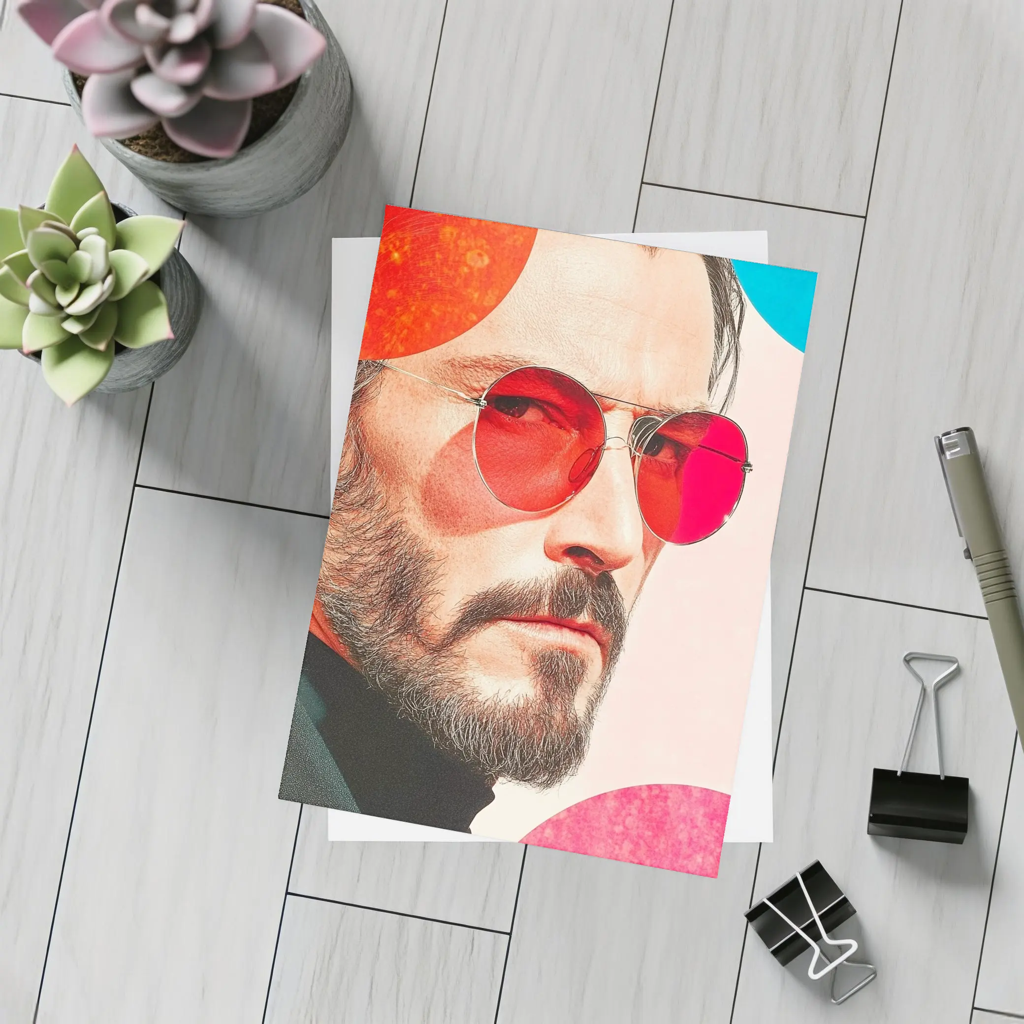 Bearded Man Red Sunglasses Pop Art Portrait – Postcards