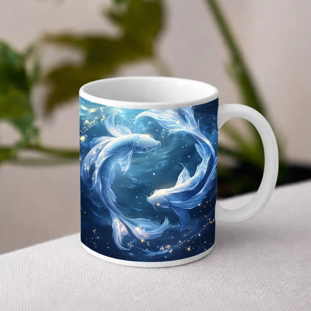 Pisces Koi Fish Glowing Blue Cosmic Water – Mugs