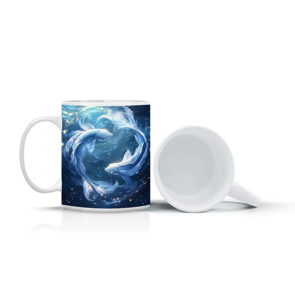 Pisces Koi Fish Glowing Blue Cosmic Water – Mugs